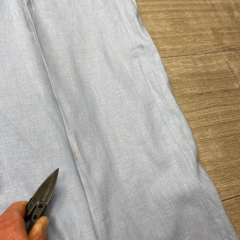Royalty Culture Pants Mens 36 Blue Linen Pleated Wide Leg Cuffed Summer Beach